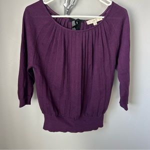 Ann Taylor LOFT purple with open back with black tie M sweater good condition